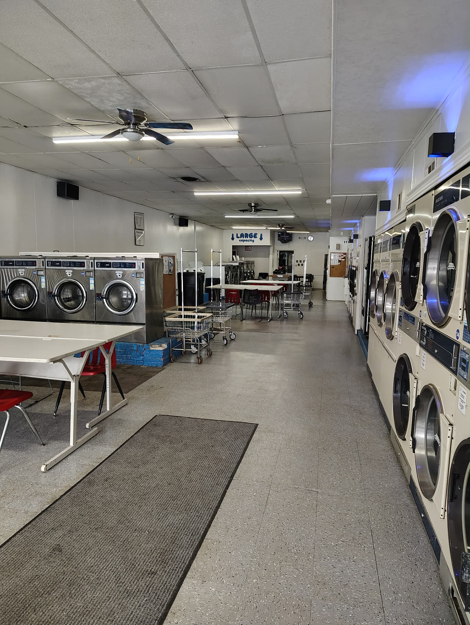 Inside the laundromat